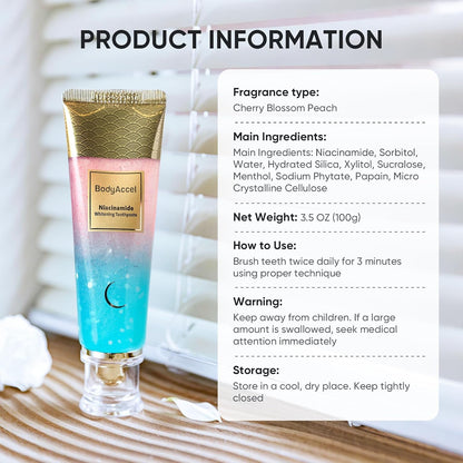 Niacinamide Whitening Toothpaste – Natural Whitening Toothpaste with Niacinamide, Gentle Formula for Brighter Teeth & Fresh Breath, 2-Pack (2)